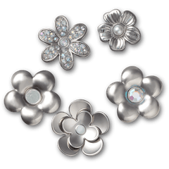 Monochrome Slvr Flwrs 5 Pack Jibbitz™ charms - Crocs