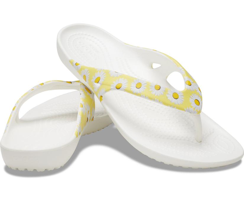 Women Kadee II Printed Flip White / Yellow Daisy | Crocs Sandals