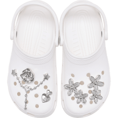 Silver Meta Floral 5 Pack Jibbitz™ charms - Crocs