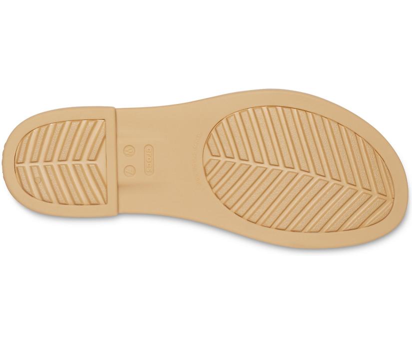 Women Crocs Tulum Open Flat Black / Tan | Crocs Sandals